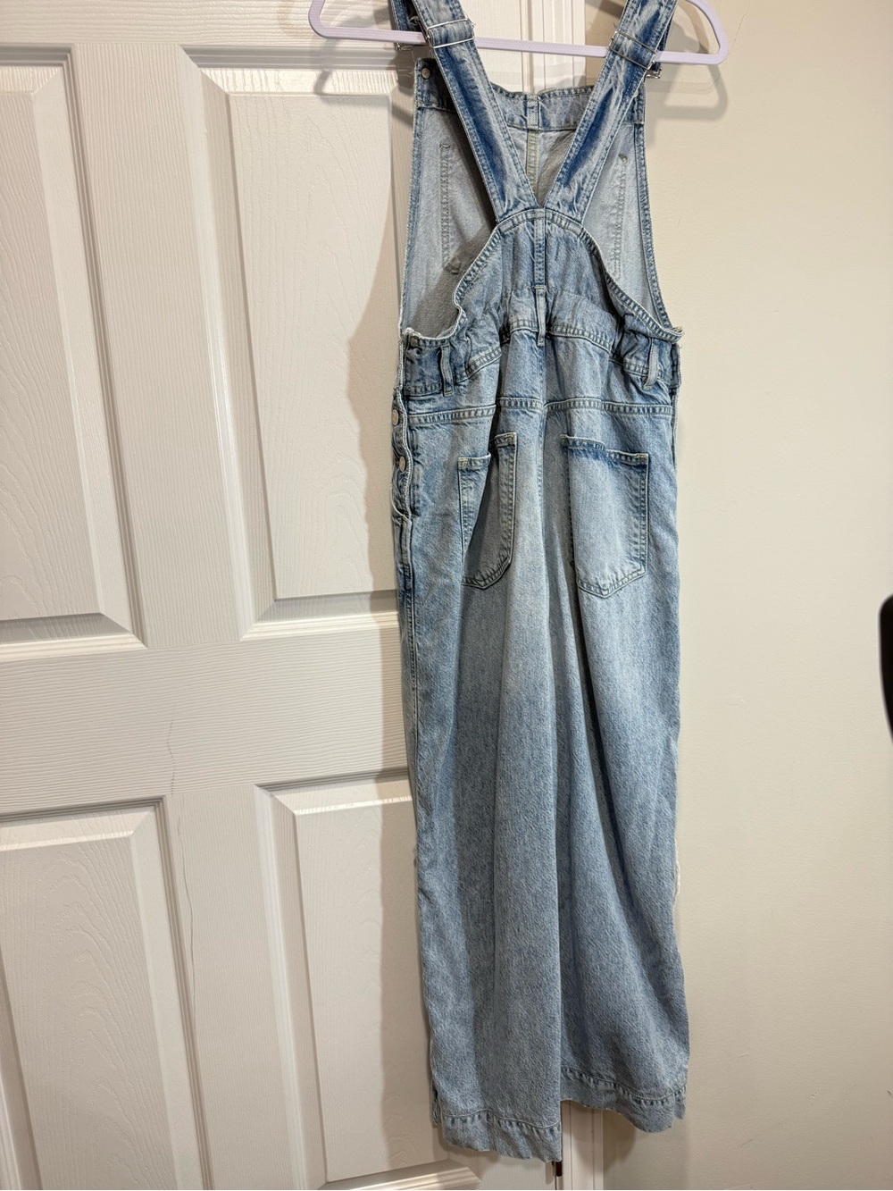 Vintage Y2K Distressed Wide Leg Denim Overalls XS Light Wash Baggy Grunge - Picture 5 of 10